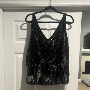 LOFT Black Velvet V-Neck Top